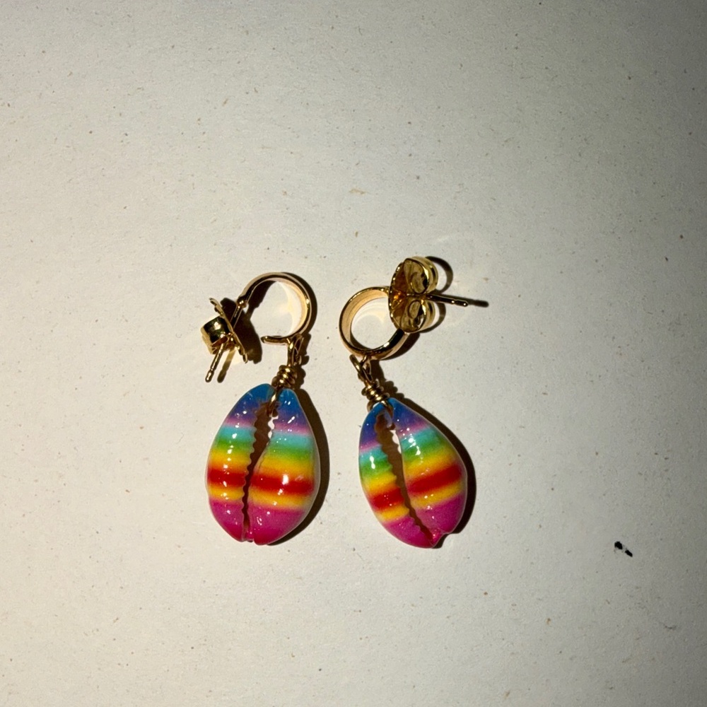 MAISON IREM Rainbow 18k gold plated Colorful Shell Earrings